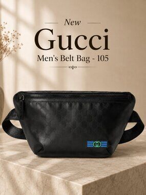 $2,400 New, Authentic GUCCI Black GG Crystal Belt Bag sz 105